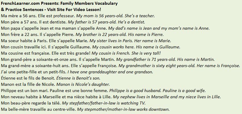 family essay in french