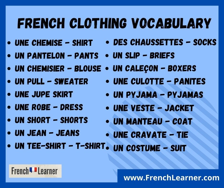 French clothing vocabulary FrenchLearner