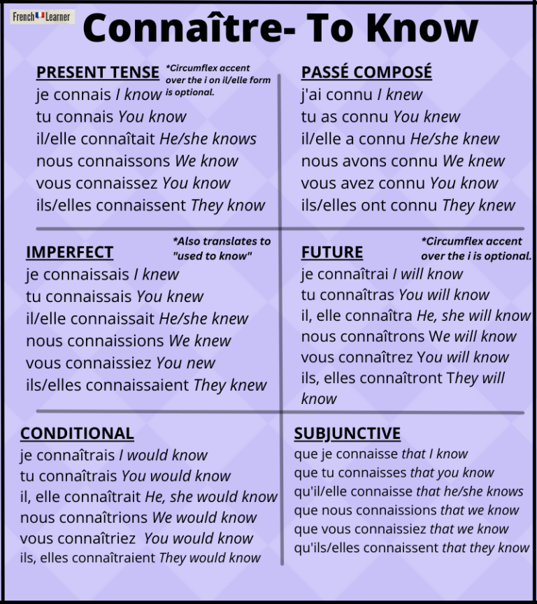 Past Tense Of Connaitre In French