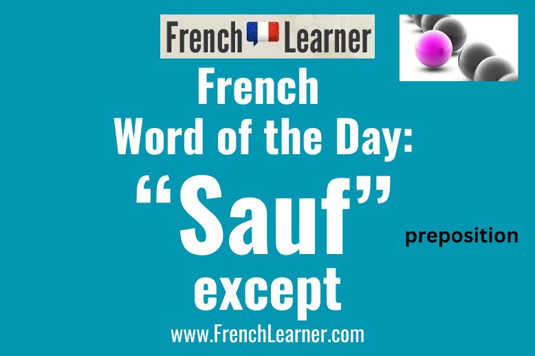 Sauf is a French preposition meaning "except". Sauf as an adjective means "safe".