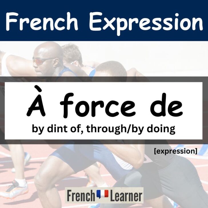 À force de – by dint of, through doing